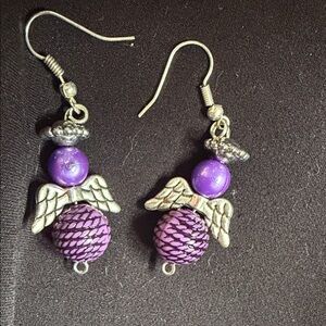 Purple Angel Wing Earrings